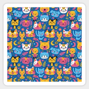 Whimsical Animal Faces Pattern Sticker